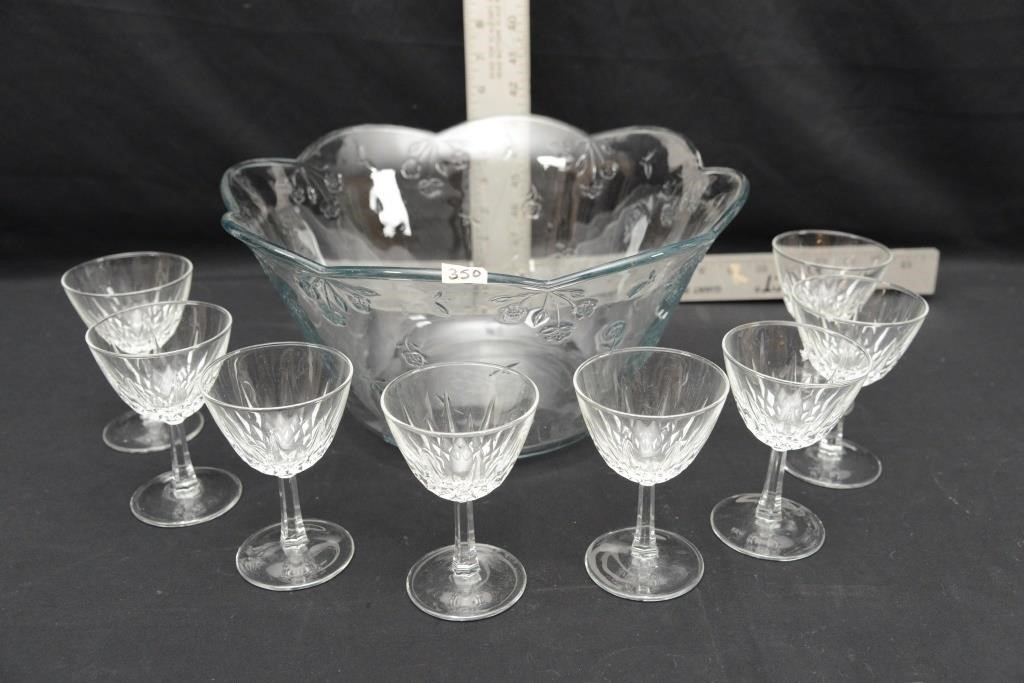 PUNCH BOWL, GLASSES