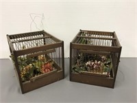 2 circa 1920's wooden bird cages