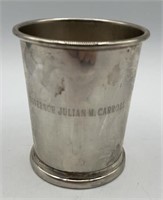 Sterling Mint Julep Cup Engraved To Gov. Carroll