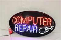 30" Oval Neon "Computer Repair" Sign ~ Works