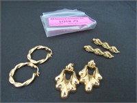3 Asst'd. Pairs of 14K YG Pierced Earrings See Des