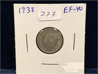 1938 Can Silver Ten Cent Piece  EF40