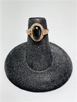Vintage Sterling Onyx Native (Goldfill) Ring 4 Gr