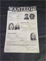 1974 FBI Wanted Patti Hearst Poster