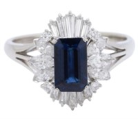 Platinum 2.47 ct Natural Sapphire & Diamond Ring