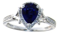 14k Gold 1.65 ct Pear Sapphire & Diamond Ring