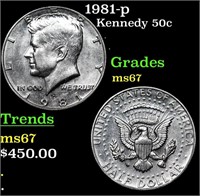 1981-p Kennedy Half Dollar 50c Grades GEM++ Unc