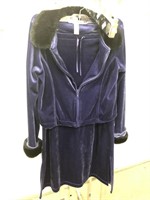 Youth sized blue velvet dress and jacket with fur