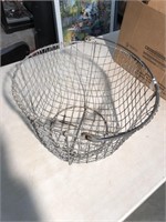 Vintage galvanized egg basket with handle