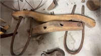 Large antique wood ox, horse yoke with two