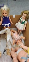 Box lot with five dolls