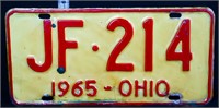 1965 Ohio license plate