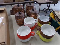 Canister set and 8 soup bowls