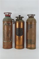3 Brass Fire Extinguishers