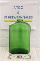 OWENS GLASS CO. GREEN EMBOSSED WATER BOTTLE