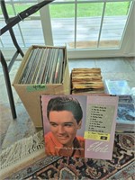 Box Lot Of Vintage Record Albums 45s And Cds As