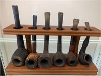 5 Vintage Pipes on Stand As Found