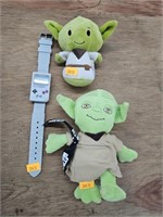 Vintage Gameboy watch and yoda toys