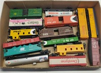 Tray of Model Train Cars & Parts