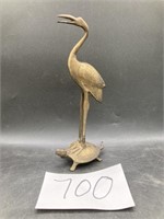 Vintage Brass Turtle/Crane Statue