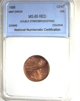 1999 Error Cent NNC MS65 RD