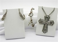 Beautiful Rhinestone Cross Set