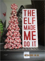 Elf Sign,Candy Cane Tree & Glass & Iron  Wine Rack