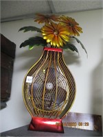 Metal Art Flower & Vase Table Fan