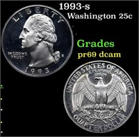 Proof 1993-s Washington Quarter 25c Grades GEM++ P