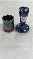 Sterling Overlay Vase & Toothpick Holder
