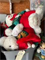TOTE FILLED WITH VINTAGE CHRISTMAS BEARS