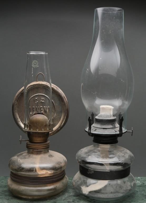 Vintage Glass Oil Lamps, Levent No 14 +