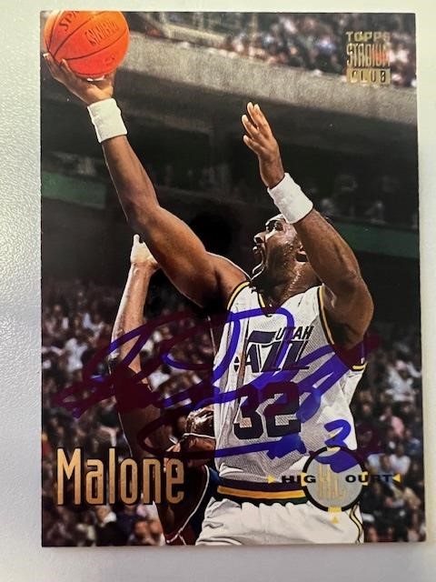 Jazz Karl Malone Signed Card with COA