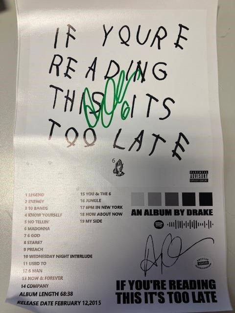 Drake Signed Album Sheet with COA