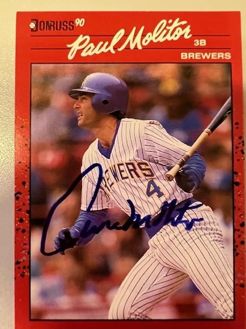 Brewers Paul Molitor Signed Card with COA