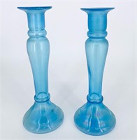 2 Dugan Stretch Glass Celeste Blue Vases