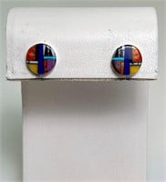 Vintage Sterling Zuni Native Earrings 2 Grams
