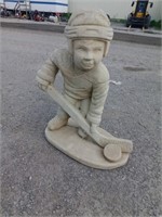 Concrete Child Playing Hockey Statue
