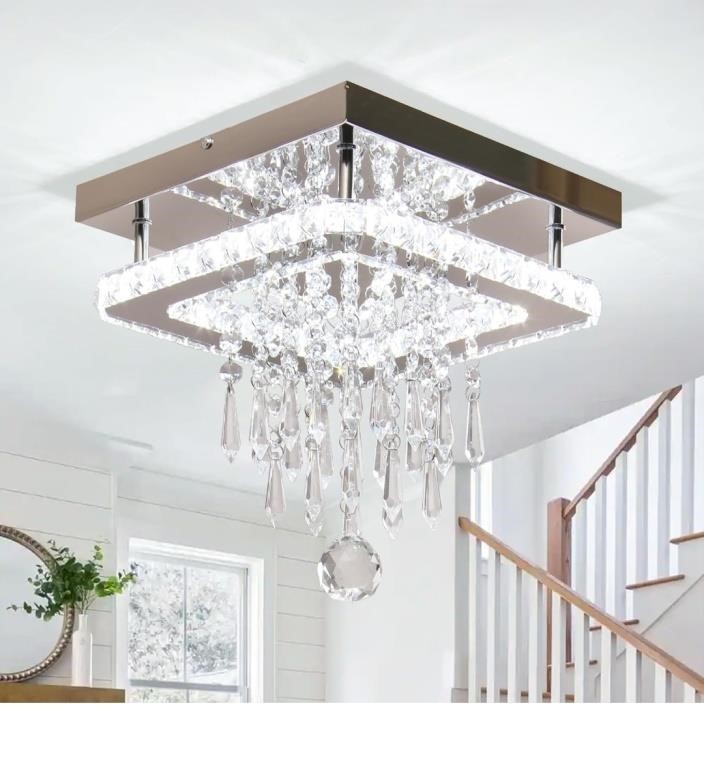 (New) Zenouidle Square Crystal Chandelier Modern