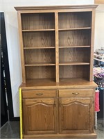 Large All Wood Oak Cabinet Book Case