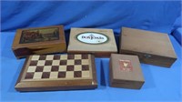 Wooden Chess Set, 3 Wooden Cigar Boxes, Wooden