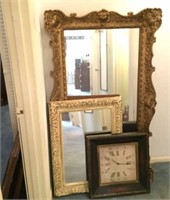 2-mirrors & wooden clock