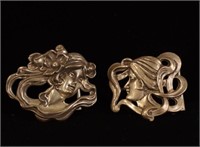 Unusual Art Nouveau sterling silver belt buckles