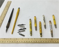 Lot of bullet pencils & ink pens