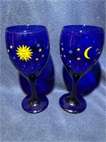 Set of 2 Moon/Sun Wine Glasses