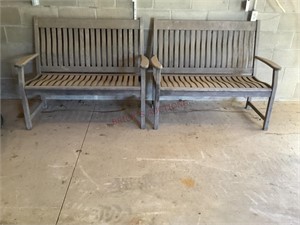Two Wooden Outdoor Benches