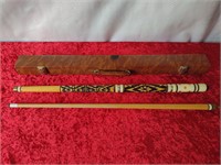 CUSTOM POOL CUE WITH HARD LEATHER CARRY CASE