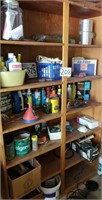 6 Shelves of Garage Chemicals, Funnels,