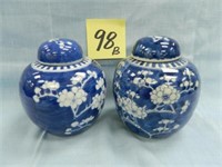 2 Blue & White Ginger Jars (6")