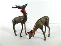 2 Vintage Brass Deer Figurines